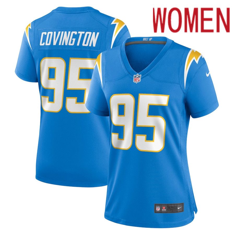 Women Los Angeles Chargers 95 Christian Covington Nike Powder Blue Nike Game NFL Jersey